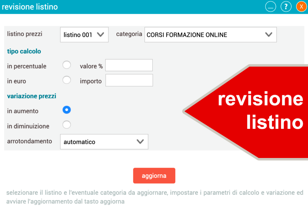 revisione listino